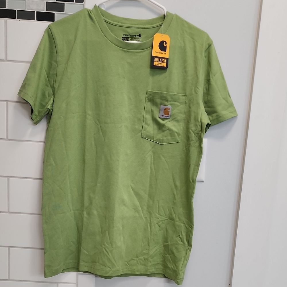 Carhartt Green Short Sleeve Pocket Tee with Logo Patch